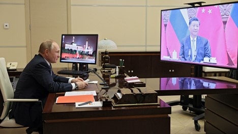 Putin y Xi en la videoconferencia (Fuente: Ria.ru)