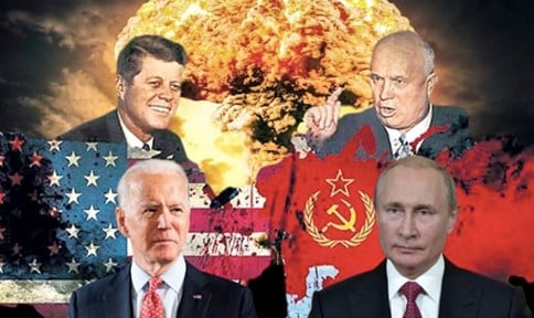 Arriba: John F. Kennedy y Nikita Khruschev, abajo: Joe Biden y Vladimir Putin (Fuente: Bloknot.ru)