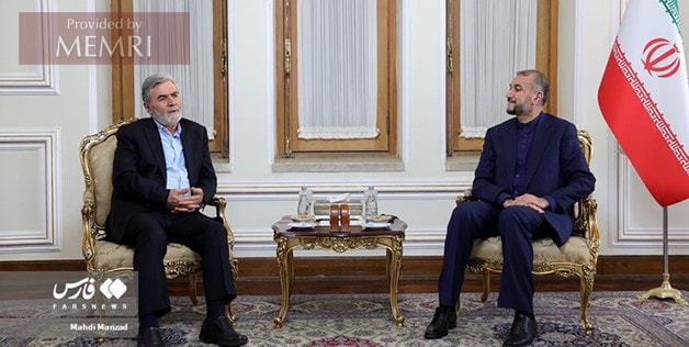 El canciller de Irán Abdollahian junto a Nakhaleh (Fuente: Fars, Irán, 6 de agosto, 2022)