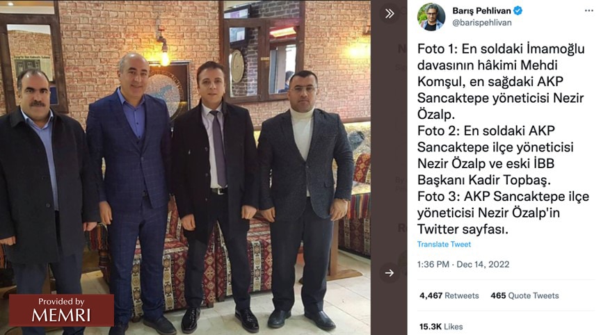 El juez Mehdi Komsul (al extremo izquierdo) y el funcionario del AKP Nezir Özalp (en el extremo derecho).