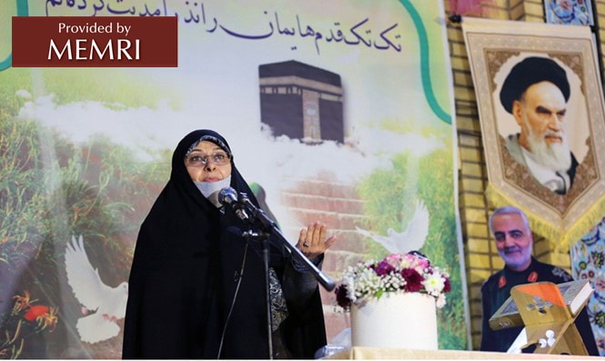 La vicepresidenta de asuntos de la mujer y de la familia Ensieh Khazali en la ceremonia (Fuente: Asr-e Irán, 20 de abril, 2022)