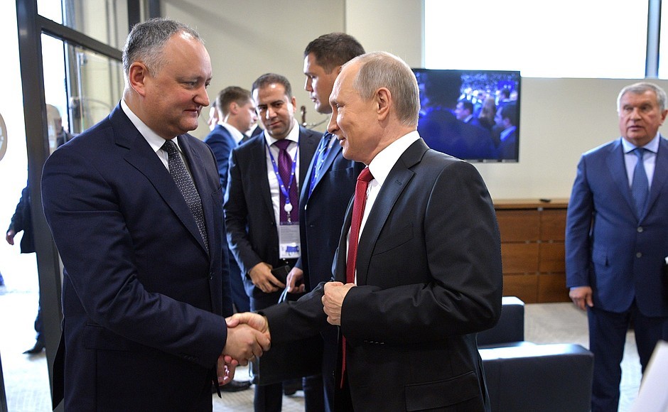 Putin meeting with President of Moldova Igor Dodon.