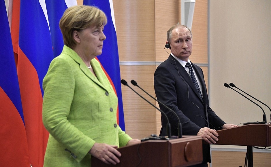 Description: Merkel.Putin presser