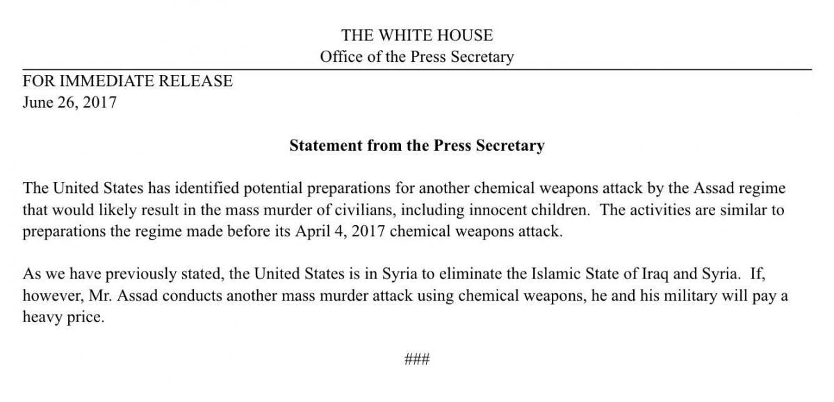 Image result for white house press syria chemical