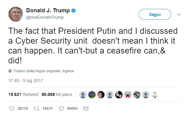 Trump tweet on cyber security
