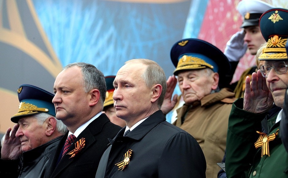 Putin Dodon review Victory Day parade
